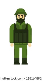Cartoon Character - Army Soldier. Vector Set