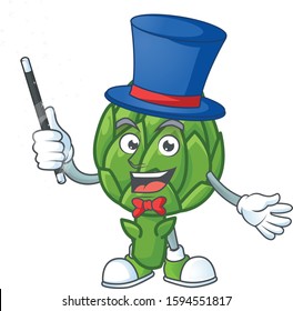 Cartoon character of artichoke performance as a Magician