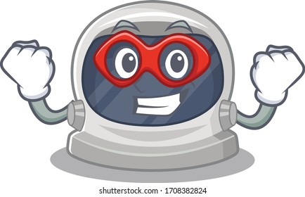 A cartoon character of astronaut helmet performed as a Super hero