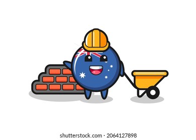 Cartoon character of australia flag badge as a builder , cute style design for t shirt, sticker, logo element
