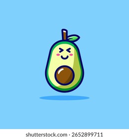 Cartoon character avocado fruit vector illustration