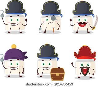 Cartoon character of baby pacifier with white milk with various pirates  emoticons. Vector illustration