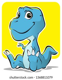 A cartoon character of baby T-rex