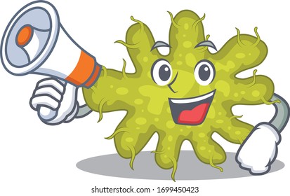 Cartoon character of bacterium having a megaphone
