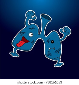 Cartoon character of bad lung. Happy Halloween. Vector character illustration