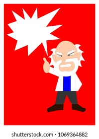 cartoon character of bald professor pointing with empty balloon text for edit your quote