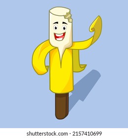 cartoon character of banana flavored ice cream. yellow laughing and cute characters.