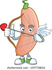 cartoon character of banana squash Cupid having arrow and wings