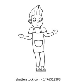 cartoon character barbershop male line character asks, in line art style, handsome man-vektor