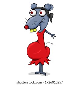 Cartoon character based on rat and hypocritically isolated on blank background