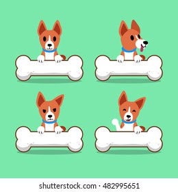 Cartoon character basenji dog with big bones