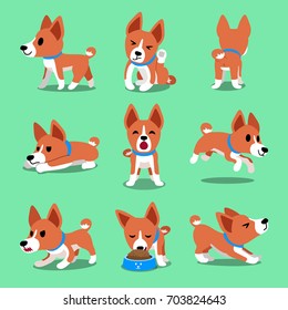 Cartoon character basenji dog poses