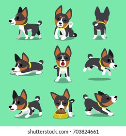 Cartoon character basenji dog poses set