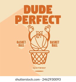 cartoon character of basketball Graphic Design for T shirt Street Wear and Urban Style