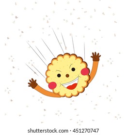 Cartoon character.Can be used like greeting or postal card.Vector cartoon illustration.Child drawing style.
