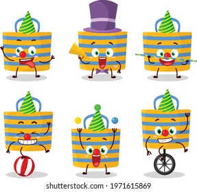 Cartoon character of beach bag with various circus shows