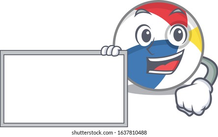 cartoon character of beach ball design concept bring a board