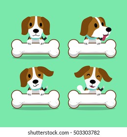 Cartoon character beagle dog with big bones