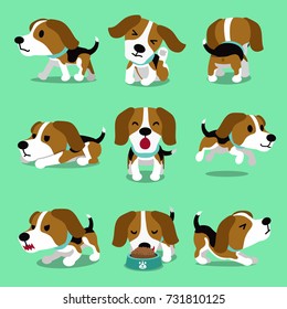 Cartoon character beagle dog poses