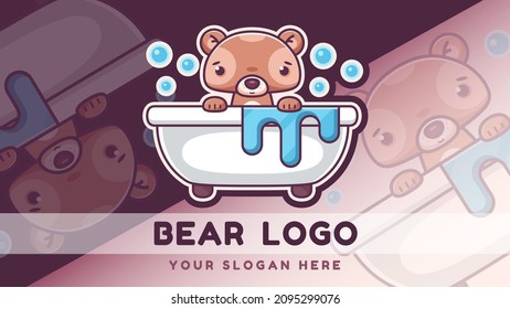 Cartoon character bear in bathroom logo