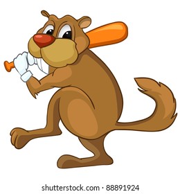 Cartoon Character Beaver Isolated on White Background. Vector.