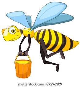 Cartoon Character Bee Isolated on White Background. Vector.