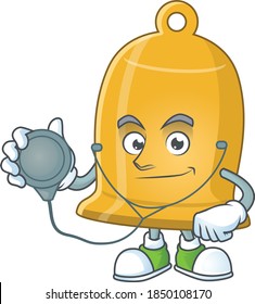 Cartoon character of bell dedicated Doctor Work with stethoscope. Vector illustration