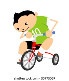 Cartoon character bicyclist