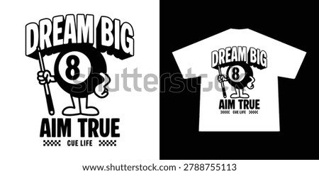 cartoon character of billiard Graphic Design for T shirt Street Wear and Urban Style	
