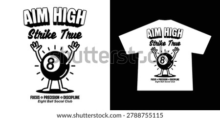 cartoon character of billiard Graphic Design for T shirt Street Wear and Urban Style	
