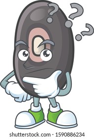 cartoon character of black beans with confuse gesture