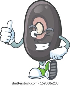cartoon character of black beans making Thumbs up gesture