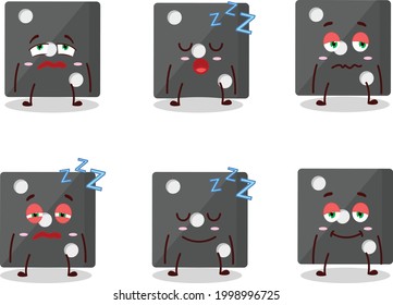 Cartoon character of black dice with sleepy expression. Vector illustration