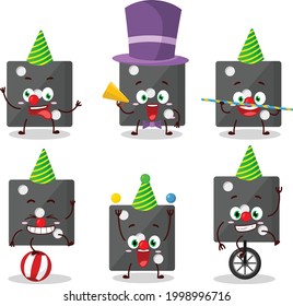 Cartoon character of black dice with various circus shows. Vector illustration