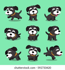 Cartoon Character Black Norfolk Terrier Dog Poses