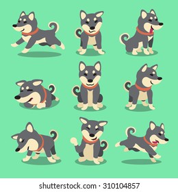 Cartoon Charakter schwarz shiba inu Hund Posen