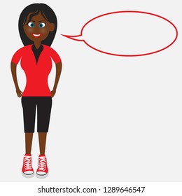 Cartoon character and blank speech bubble