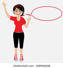Cartoon character and blank speech bubble