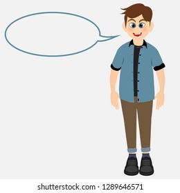 Cartoon character and blank speech bubble