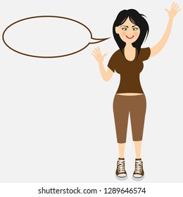 Cartoon character and blank speech bubble