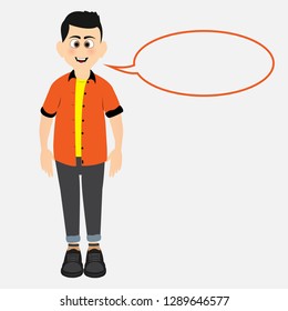 Cartoon character and blank speech bubble