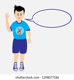 Cartoon character and blank speech bubble