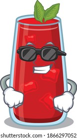 cartoon character of bloody mary cocktail wearing classy black glasses