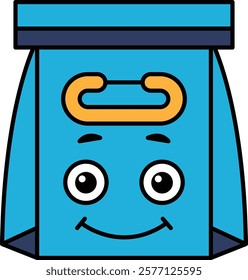 A cartoon character with a blue bag on its head