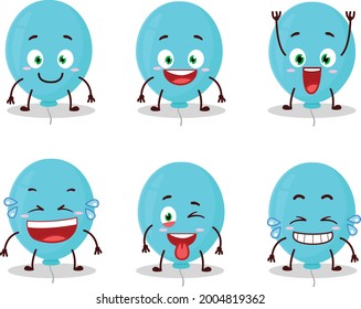 Cartoon character of blue balloon with smile expression. Vector illustration