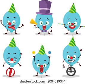 Cartoon character of blue balloon with various circus shows. Vector illustration