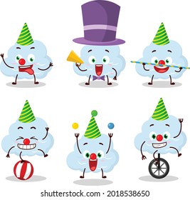 Cartoon character of blue cloud with various circus shows. Vector illustration