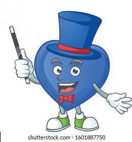 Cartoon character of blue love performance as a Magician