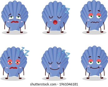 Cartoon character of blue shell with sleepy expression