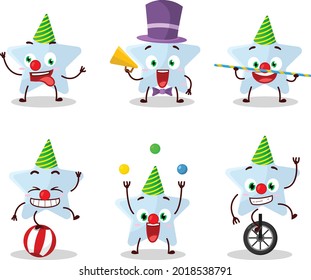 Cartoon character of blue star with various circus shows. Vector illustration